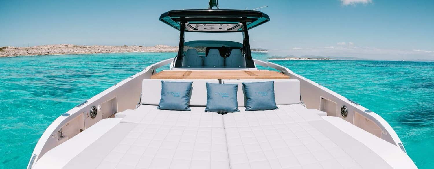Yacht crossing the Ibiza-Formentera channel