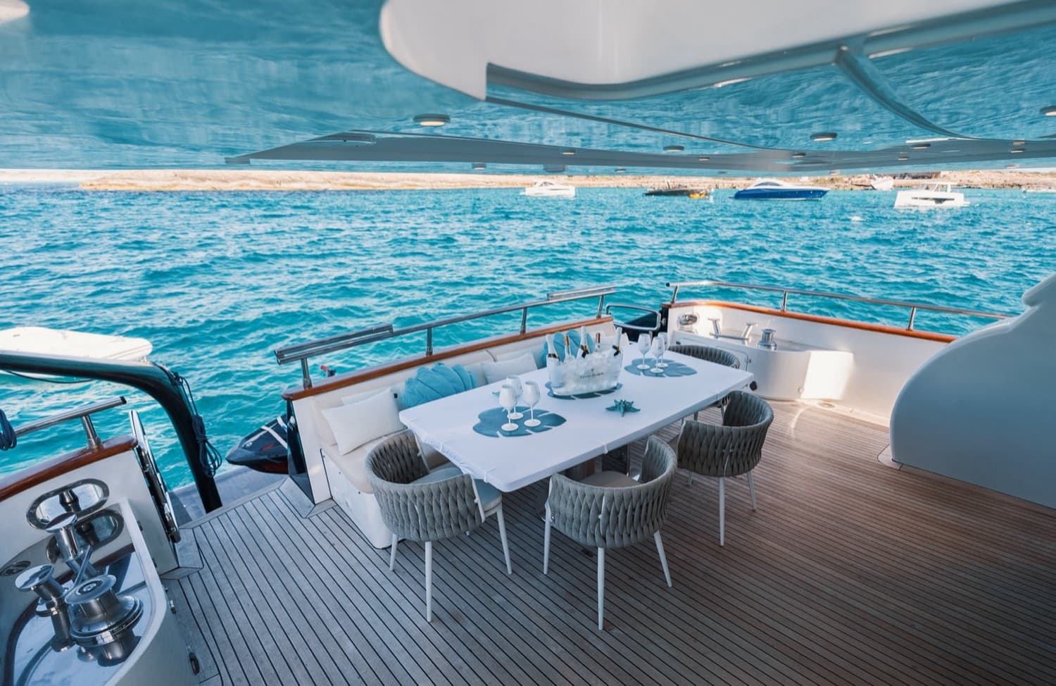 Yacht crew on the swim platform