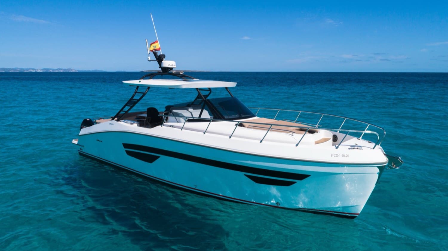 Family-friendly yacht with swim platform and water toys